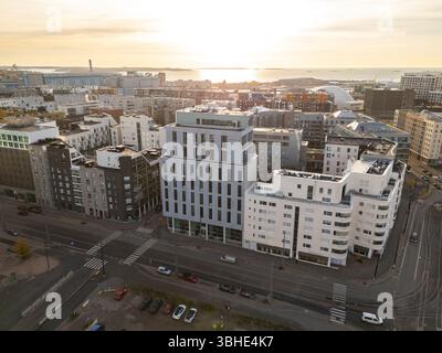 Helsinki auf einem Drohnenfoto Stockfoto