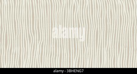 Abstraktes Wellenförmiges Linienmuster. Holzmaserung. Nahtloser beigefarbener Hintergrund mit vertikalen Streifen in Grunge. Dezenter Grunge-Effekt mit minimalistischem Linear Stock Vektor