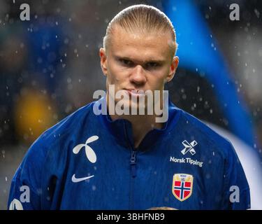 Tallinn, Estland. Juni 2025. Erling Haaland (Norwegen) beim Spiel der Gruppe I zur FIFA-Weltmeisterschaft 2026 zwischen Estland und Norwegen in der A. Le Coq Arena in Tallinn, Estland am 9. Juni 2025 (Foto: Andrew SURMA/ Credit: SIPA USA/Alamy Live News Stockfoto