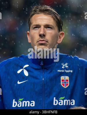Tallinn, Estland. Juni 2025. Sander Berge von Norwegen während des Spiels der Gruppe I zur FIFA-Weltmeisterschaft 2026 zwischen Estland und Norwegen in der A. Le Coq Arena in Tallinn, Estland am 9. Juni 2025 (Foto: Andrew SURMA/ Credit: SIPA USA/Alamy Live News Stockfoto