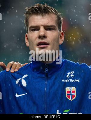 Tallinn, Estland. Juni 2025. Aleksander Sorloth aus Norwegen beim Spiel der Qualifikationsgruppe I zur FIFA-Weltmeisterschaft 2026 zwischen Estland und Norwegen in der A. Le Coq Arena in Tallinn, Estland am 9. Juni 2025 (Foto: Andrew SURMA/ Credit: SIPA USA/Alamy Live News Stockfoto