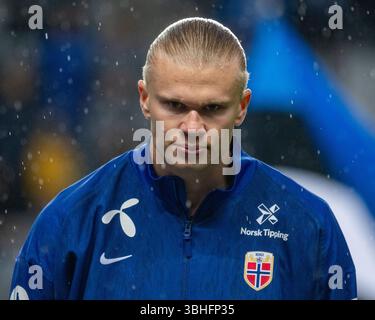 Tallinn, Estland. Juni 2025. Erling Haaland (Norwegen) beim Spiel der Gruppe I zur FIFA-Weltmeisterschaft 2026 zwischen Estland und Norwegen in der A. Le Coq Arena in Tallinn, Estland am 9. Juni 2025 (Foto: Andrew SURMA/ Credit: SIPA USA/Alamy Live News Stockfoto