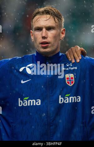 Tallinn, Estland. Juni 2025. Torbjorn Heggem aus Norwegen während des Spiels der Gruppe I zur FIFA-WM 2026 zwischen Estland und Norwegen in der A. Le Coq Arena in Tallinn, Estland am 9. Juni 2025 (Foto: Andrew SURMA/ Credit: SIPA USA/Alamy Live News Stockfoto