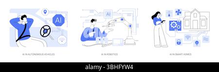 KI-gestützte Lebensinnovationen abstrakte Konzeptvektorillustrationen. Stock Vektor