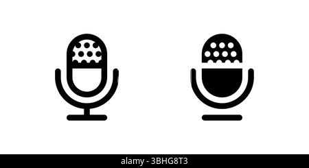 Ein minimalistisches Kondensatormikrofon-Symbol, ideal für Aufnahmestudios, Podcasts, Rundfunk und professionelle Audiogeräte. Stock Vektor