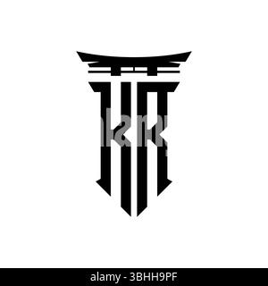 Initial-Monogramm mit geometrischem, modernem Torii Gate-Design im japanischen Stil auf isoliertem Hintergrund, minimalistisches geometrisches japanisches Logo. Stock Vektor