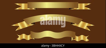 Goldenes Band-Symbol-Set für Ihr Design, einfach bearbeitbare Symbolgruppe, Vektor Stock Vektor