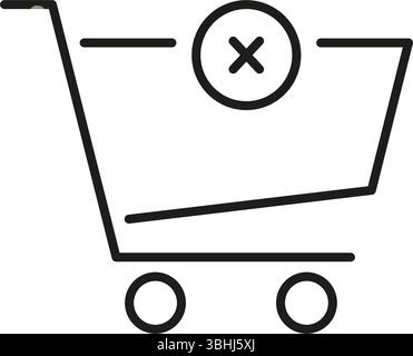 Warenkorb Mit Cross Line-Symbol. Symbol Für Stornierte Bestellung, Nicht Auf Lager Oder „Aus Warenkorb Entfernen“. E-Commerce und Online-Shopping-Konzept Stock Vektor