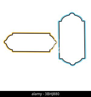 Islamische Kunst iranische Textbox Floral Vektor Vintage Rahmen Umrisssatz Ornamental Label Grenzen für Design und Handwerk 2 islamische Kunst Rahmen Stock Vektor