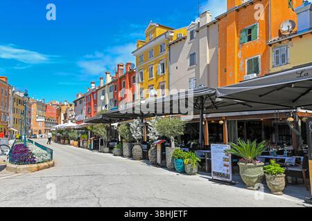 TRG Giovanni Pignaton Street, Rovinj, Istrien, Kroatien, Europa Stockfoto