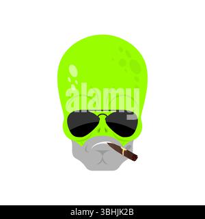 Alien-Emoji-Heck. UFO cool Emotion Stock Vektor