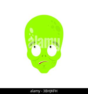 Alien Oops Emoji. UFO-Emoticon hat einen Fehler gemacht. Space Invader grün verwirrt Stock Vektor