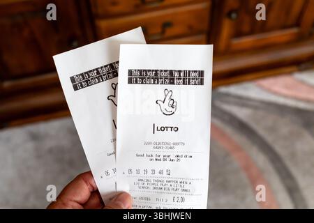 Lotto UK Lottotickets Stockfoto