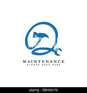 Letter Q House Maintenance Logo. Buchstabe Q Symbol für Gebäudekonstruktion Stock Vektor