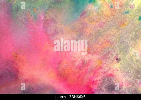 Abstrac Watercolor lebendige Regenbogenfarbe, die sich in einem wolkenförmigen Hintergrund zusammenfügt Stockfoto