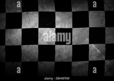 Grunge kariert schwarz / weiß Rennflagge Stockfoto