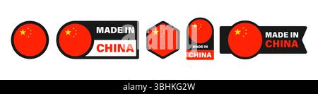 Flaggenaufkleber hergestellt in China Stock Vektor