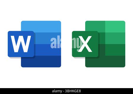 Microsoft Apps Programme signieren Symbolsatz Stock Vektor