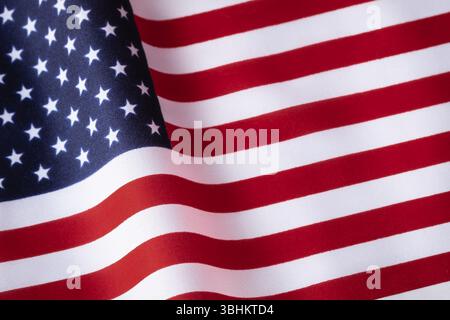Schließen Sie die US-Flagge. Unabhängigkeitstag der amerikanischen Flaggenwelle 4. Juli. Amerikanische Flagge für Memorial Day, 4. Juli, Labor Day. Patriotische Symbole USA. Ame Stockfoto