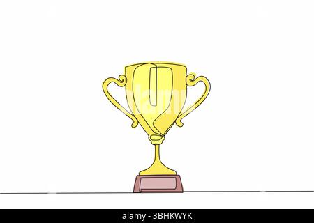 Trophäenbecher für einzelne durchgehende Linienzeichnung. Champion-Trophäe, Sketch-Cup, Sportpreis. Siegerpreis, Siegerfeier Siegerkonzept. Dynamisches Modell Stock Vektor