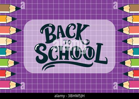 Back to School Bunte Bleistifte und Text flache Vektor-Illustration. Stock Vektor