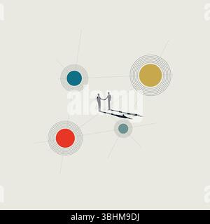 Vektor-Illustration von zwei Geschäftsleuten, die die Hand schütteln und einen erfolgreichen Abschluss, eine Verhandlung oder die Einstellung eines Kandidaten symbolisieren. Minimales Illustrationsdesign Stock Vektor