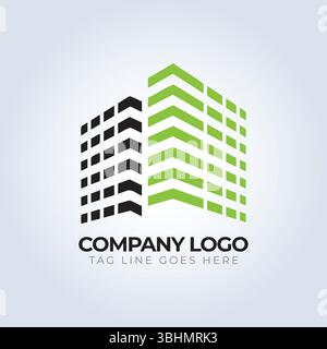 Vorlage für Immobilienlogo in Grün und Schwarz Stock Vektor