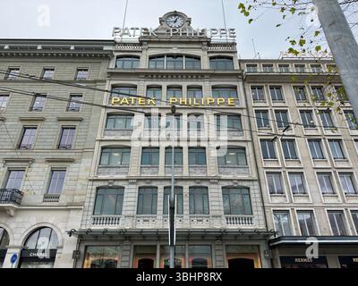 Genf, Schweiz -- 12. Januar 2023: Patek Philippe in Genf. Patek Philippe SA ist ein Schweizer Hersteller von Luxusuhren und -Uhren. Stockfoto