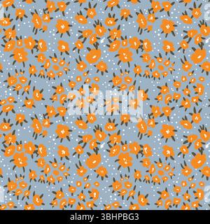 Nahtloses Blumenmuster basierend auf traditionellen Ornamenten. Bunte Blumen auf farbigem Hintergrund. Skandinavischer Stil. Schweden im nordischen Stil Stock Vektor