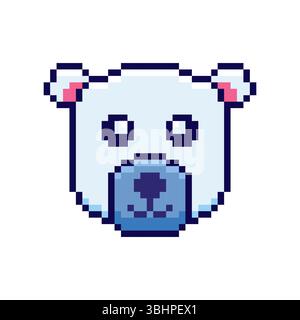 Pixel Art Polar Bear Head Spiel Asset Design Stock Vektor