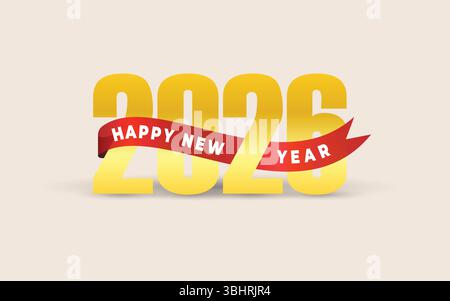 Das Jahr 2026 Neujahrsgrüßsymbol Logo Vektor-Illustration Stock Vektor