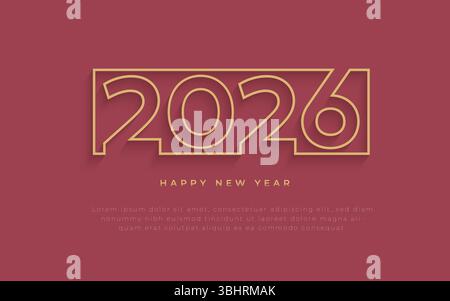 2026 Grußkarte „Happy New Year“ Textdesign Stock Vektor