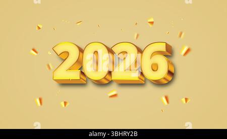 Goldenes 2026-Logo für luxuriöse Veranstaltungen Stock Vektor