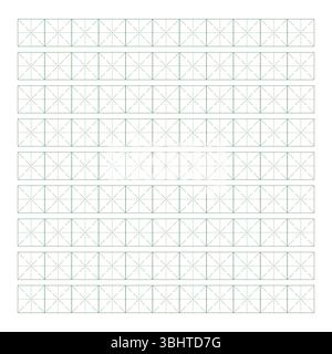 Arbeitsmappe zum Schreiben von Hieroglyphen. Liniertes Papier zum Drucken. Geometrisches Muster für die Schule. Realistisches liniertes Papier. Simulator zum Schreiben von Chinesisch Stock Vektor