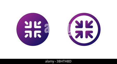 Symbolgruppe Strich Minimieren. Ein violettes Verlaufssymbol, das einem Bindestrich ähnelt und Funktionen zum Minimieren oder Schließen in Anwendungen symbolisiert. Stock Vektor