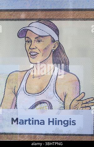 Ein Poster der Schweizer Tennisspielerin Martina Hingis Stockfoto