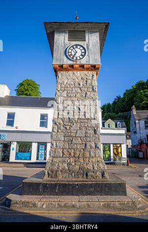 Der Uhrenturm am Hafen von Tobermory, Isle of Mull, Argyll und Bute, Schottland Stockfoto