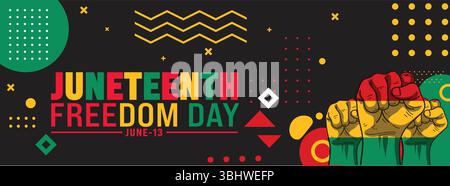 Banner Zum Juneteenth Freedom Day – Lebhaftes Panafrikanisches Celebration Design Stock Vektor