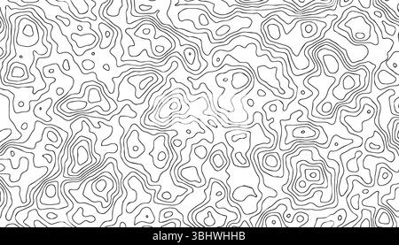 Minimale topografische dünne Linienstruktur auf weißem Hintergrund. Elegantes Konturkartendesign für Hintergründe, wissenschaftliche Themen, Verpackungen und moderne geometrische Elemente Stock Vektor