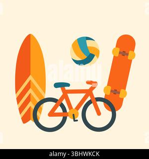 Sommersport. Vektorillustration Für Flache Konstruktion Stock Vektor