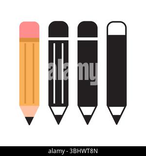 Bleistift-Symbol Set flache Design Vektor Illustration isoliert auf weiß Stock Vektor