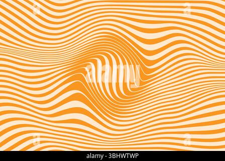 Abstraktes wellenförmiges Linienmuster mit optischem Illusionseffekt in Orange- und Beigetönen, mit fließender Bewegung, dynamischen Kurven und modernen geometrischen des Stock Vektor