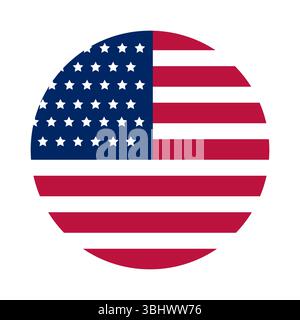 Rundes Symbol der Flagge der USA oder Abzeichen US-amerikanisches Nationalsymbol. Vektor Stock Vektor