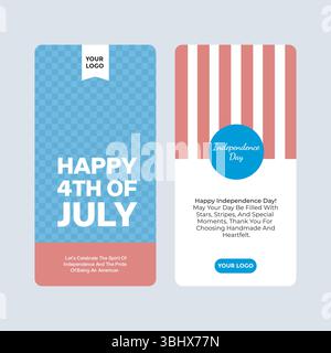 Post-Vorlage für Social Media-Beiträge zum Unabhängigkeitstag – Happy 4th of July Layout Design Stock Vektor