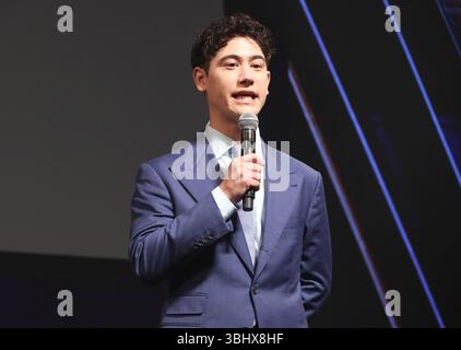 Tokio, Japan. Juni 2025. Hasen Kuniyama, freier japanischer Sprecher, spricht bei der Preisverleihung des Short Shorts Film Festival & Asia 2025 in Tokio am Mittwoch, den 11. Juni 2025. (Foto: Yoshio Tsunoda/AFLO) Credit: Aflo Co. Ltd./Alamy Live News Stockfoto