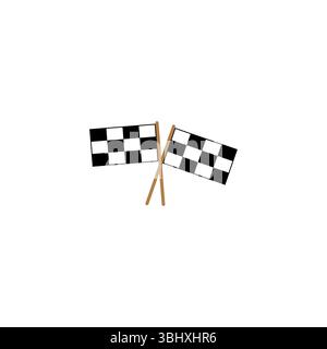 Kariertes Flag-Symbol. Symbol für das Ziel des Rennens. Schwarzweißes Muster. Abbildung der Vektorflagge. Stock Vektor