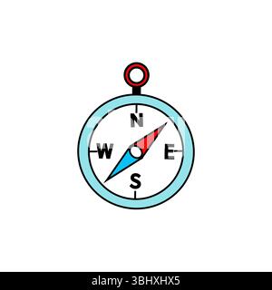 Kompasssymbol. Symbol des Navigationstools. Blaurotes Design. Vektorkompass-Illustration. Stock Vektor