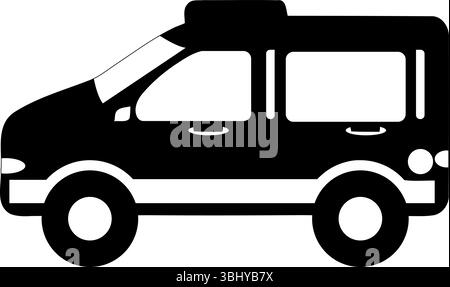 Kompakte Van- oder SUV-Silhouette – Symbol für Transport- und Nutzfahrzeug Stock Vektor