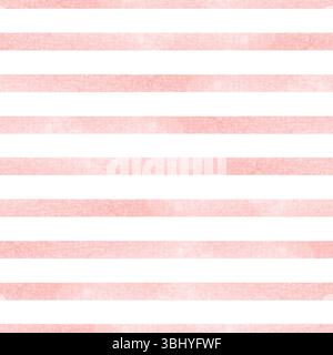 Nahtloses abstraktes Muster mit strukturierten Linien in rosa Aquarellen, isoliert vom Hintergrund. Horizontales Streifenschmuck als Ergänzung zum Hauptmuster. Für Stockfoto