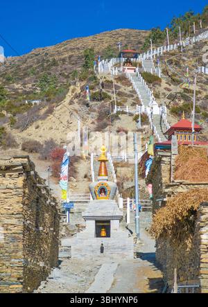 Himalaya, Nepal - die berühmte Wanderung auf dem Dach der Welt genannt Annapurna Circuit im Himalaya Bergmassiv mit 8000 Metern Stockfoto